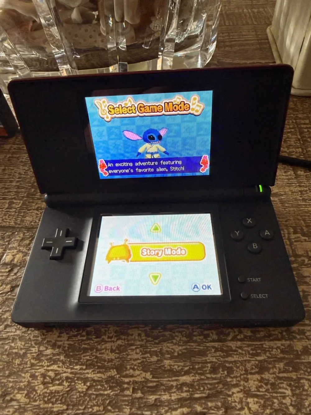 Nintendo DS Lite Red Handheld Console with Disney Stitch Jam Game